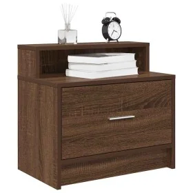 Mesilla de noche con cajón roble marrón 51x31x47 cm de , Mesitas de noche - Ref: Foro24-858680, Precio: 44,71 €, Descuento: %