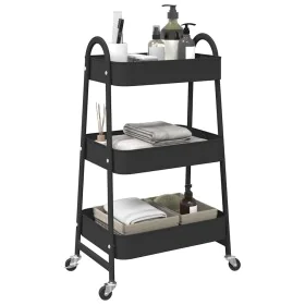 Carrito de almacenaje 3 niveles acero negro 42x41,5x77 cm by , Cargo forklifts - Ref: Foro24-4012381, Price: 32,44 €, Discoun...