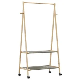 Perchero con estantes y ruedas 96x45,5x155,5 cm bambú de , Organizadores de vestidores y perchas de barra - Ref: Foro24-40089...