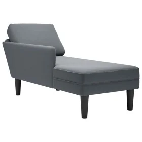 Tumbona con almohada reposabrazo derecho terciopelo gris oscuro de , Divanes - Ref: Foro24-4009808, Precio: 111,56 €, Descuen...