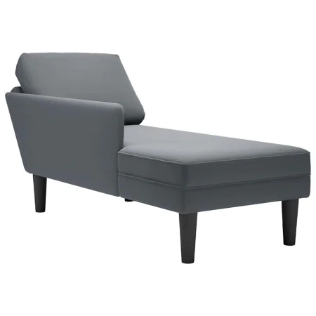Tumbona con almohada reposabrazo derecho terciopelo gris oscuro de , Divanes - Ref: Foro24-4009808, Precio: 111,56 €, Descuen...
