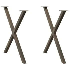 Patas para mesa comedor forma X 2uds acero natural 80x(72-73)cm de , Patas para mesas - Ref: Foro24-4012923, Precio: 60,80 €,...