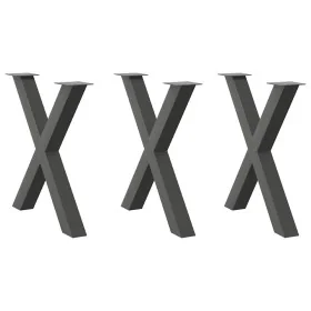 Patas para mesa de comedor en forma de X 3 uds antracita acero de , Patas para mesas - Ref: Foro24-4012994, Precio: 155,62 €,...