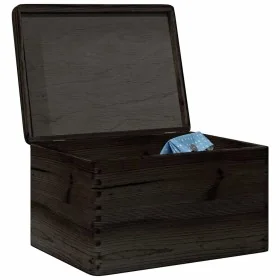 Caja de madera con tapa madera maciza de pino negra 40x30x23 cm de , Cestas para almacenaje - Ref: Foro24-4017396, Precio: 53...