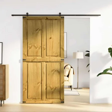 Puerta de granero CORONA madera maciza pino 100x210 cm de , Puertas - Ref: Foro24-4103418, Precio: 244,61 €, Descuento: %