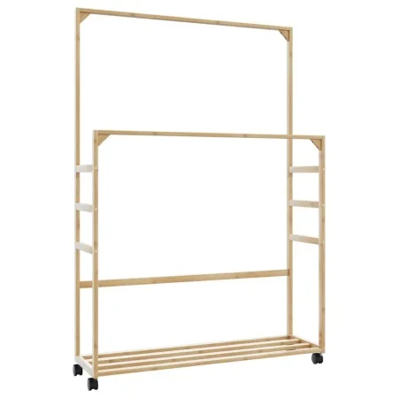 Perchero con estantes y ruedas 90x35x155 cm bambú de , Organizadores de vestidores y perchas de barra - Ref: Foro24-4008916, ...