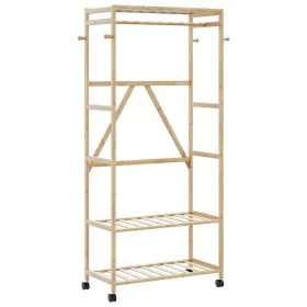 Perchero con estantes y ruedas 90x40x179,5 cm bambú de , Organizadores de vestidores y perchas de barra - Ref: Foro24-4008921...