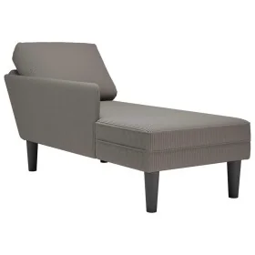 Chaise longue con cojín de tela de pana gris claro de , Divanes - Ref: Foro24-4009815, Precio: 93,04 €, Descuento: %