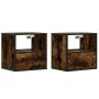 Mesitas de noche pared 2 uds color roble ahumado 40x31x39,5 cm by , Nightstands - Ref: Foro24-848739, Price: 67,20 €, Discoun...