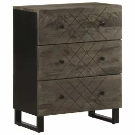 Aparador negro 60x33x75 cm madera maciza mango by , Lockers and storage cabinets - Ref: Foro24-4017687, Price: 120,65 €, Disc...