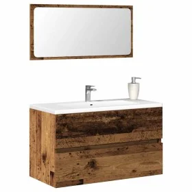 Mueble de baño con espejo de madera antigua madera ingeniería de , Muebles de baño - Ref: Foro24-856377, Precio: 87,19 €, Des...