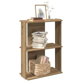 Librería 3 niveles madera ingeniería roble artesanal 60x30x80cm de , Librerías y estanterías - Ref: Foro24-860264, Precio: 42...