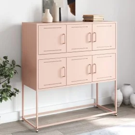 Aparador de acero laminado en frío rosa 100,5x39x107 cm de , Aparadores - Ref: Foro24-846597, Precio: 108,05 €, Descuento: %