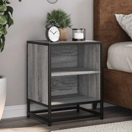 Mesita noche madera de ingeniería gris sonoma 40x31x50 cm metal de , Mesitas de noche - Ref: Foro24-848705, Precio: 36,71 €, ...