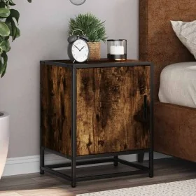 Mesita noche madera ingeniería roble ahumado 40x31x50cm metal de , Mesitas de noche - Ref: Foro24-848713, Precio: 36,47 €, De...