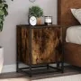 Mesita noche madera ingeniería roble ahumado 40x31x50cm metal de , Mesitas de noche - Ref: Foro24-848713, Precio: 36,47 €, De...