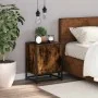 Mesita noche madera ingeniería roble ahumado 40x31x50cm metal de , Mesitas de noche - Ref: Foro24-848713, Precio: 36,47 €, De...