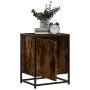 Mesita noche madera ingeniería roble ahumado 40x31x50cm metal de , Mesitas de noche - Ref: Foro24-848713, Precio: 36,47 €, De...
