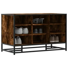 Banco zapatero madera de ingeniería roble ahumado 84x40x53,5 cm by , Benches for halls and storage - Ref: Foro24-849231, Pric...