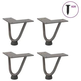 Patas mesa tipo horquilla 4uds acero macizo acero natural 10cm by , Table legs - Ref: Foro24-4012411, Price: 26,52 €, Discoun...