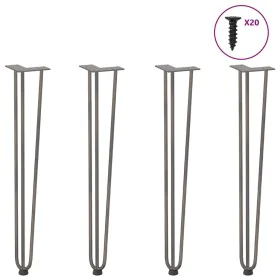 Patas mesa tipo horquilla 4 uds acero macizo acero natural 72cm by , Table legs - Ref: Foro24-4012447, Price: 67,08 €, Discou...