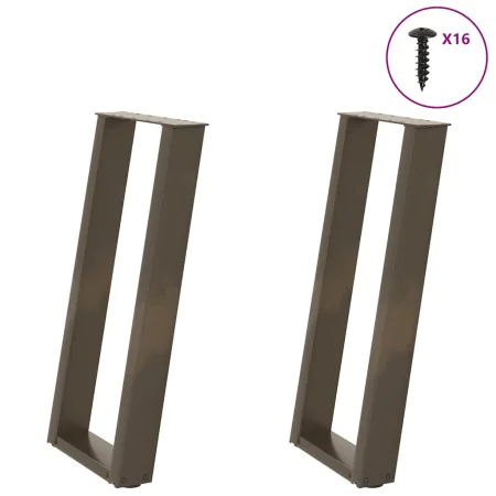 Patas mesa consola forma U 2 uds acero natural 38x(72-73) cm by , Table legs - Ref: Foro24-4012783, Price: 68,92 €, Discount: %