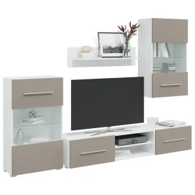 Muebles para TV 5 piezas con iluminación LED gris piedra de , Muebles TV - Ref: Foro24-3324233, Precio: 478,28 €, Descuento: %
