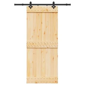 Puerta corredera con herrajes madera maciza de pino 85x210 cm de , Puertas - Ref: Foro24-3332678, Precio: 167,38 €, Descuento: %