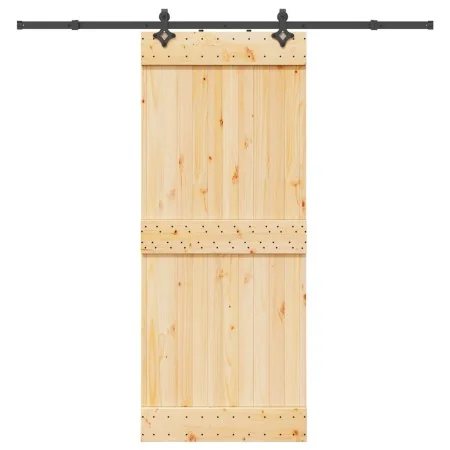 Puerta corredera con herrajes madera maciza de pino 85x210 cm de , Puertas - Ref: Foro24-3332684, Precio: 180,42 €, Descuento: %