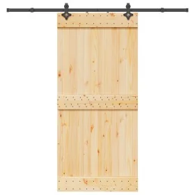 Puerta corredera con herrajes madera maciza de pino 95x210 cm by , Doors - Ref: Foro24-3332686, Price: 202,80 €, Discount: %