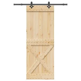 Puerta corredera con herrajes madera maciza de pino 85x210 cm de , Puertas - Ref: Foro24-3332774, Precio: 193,07 €, Descuento: %