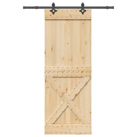 Puerta corredera con herrajes madera maciza de pino 85x210 cm de , Puertas - Ref: Foro24-3332774, Precio: 193,07 €, Descuento: %