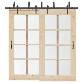 Kit de herrajes para puertas correderas acero negro 213,5 cm by , Door items - Ref: Foro24-3295726, Price: 158,07 €, Discount: %