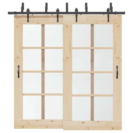 Kit de herrajes para puertas correderas acero negro 213,5 cm by , Door items - Ref: Foro24-3295726, Price: 158,07 €, Discount: %