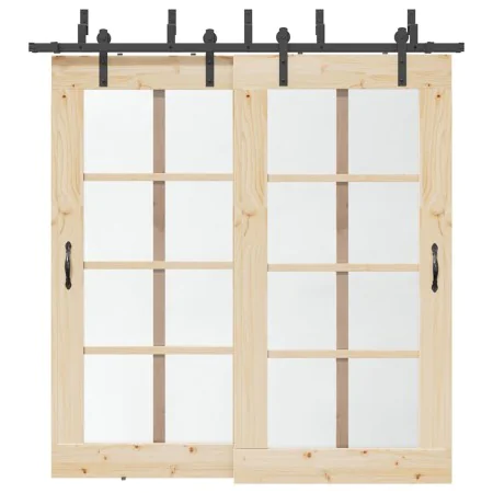 Kit de herrajes para puertas correderas acero negro 213,5 cm by , Door items - Ref: Foro24-3295724, Price: 140,89 €, Discount: %