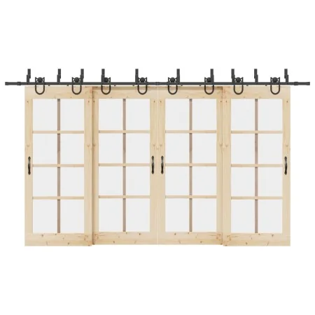 Kit de herrajes para puertas correderas acero negro 400 cm by , Door items - Ref: Foro24-3295758, Price: 207,83 €, Discount: %