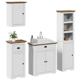 Juego muebles baño BODO 4pzas madera maciza pino blanco marrón de , Muebles de baño - Ref: Foro24-3307651, Precio: 379,89 €, ...