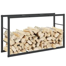 Leñero de acero negro 110x30x61 cm de , Bolsas y soportes de leña - Ref: Foro24-4018466, Precio: 31,05 €, Descuento: %
