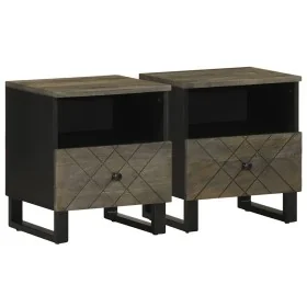 Mesitas de noche 2 uds madera maciza de mango negro 40x33x46 cm by , Nightstands - Ref: Foro24-4017691, Price: 110,74 €, Disc...