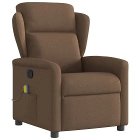 Sillón reclinable con masaje de tela marrón de , Sillones - Ref: Foro24-4015590, Precio: 202,88 €, Descuento: %