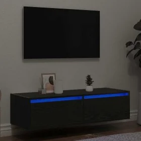 Mueble de TV con luces LED roble negro 100X35,5x25 cm by , TV Furniture - Ref: Foro24-860239, Price: 87,93 €, Discount: %