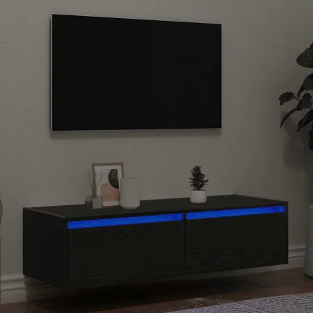 Mueble de TV con luces LED roble negro 100X35,5x25 cm de , Muebles TV - Ref: Foro24-860239, Precio: 87,93 €, Descuento: %