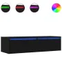 Mueble de TV con luces LED roble negro 100X35,5x25 cm de , Muebles TV - Ref: Foro24-860239, Precio: 87,93 €, Descuento: %