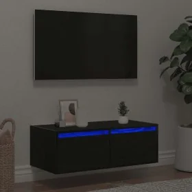 Mueble de TV con luces LED roble negro 75x35,5x25 cm de , Muebles TV - Ref: Foro24-860230, Precio: 71,01 €, Descuento: %