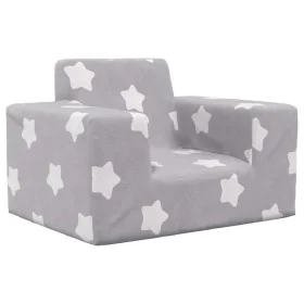 Sofá para niños felpa suave gris claro con estrellas de , Mobiliario para bebés y niños pequeños - Ref: Foro24-4104772, Preci...