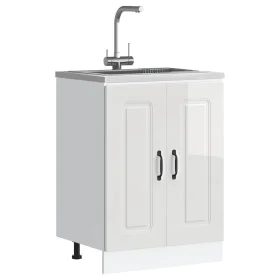 Mueble bajo para fregadero Kalmar blanco brillo 60x46x81,5 cm de , Armarios de cocina - Ref: Foro24-853439, Precio: 85,53 €, ...
