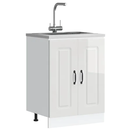 Mueble bajo para fregadero Kalmar blanco brillo 60x46x81,5 cm de , Armarios de cocina - Ref: Foro24-853439, Precio: 85,53 €, ...