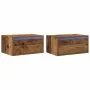 Mesitas de noche de pared luces LED 2 unidades madera antigua de , Muebles TV - Ref: Foro24-860226, Precio: 101,66 €, Descuen...