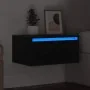 Mesita de noche de pared con luces LED roble negro de , Muebles TV - Ref: Foro24-860213, Precio: 57,29 €, Descuento: %