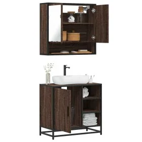 Set de muebles baño 2 pzas madera contrachapada marrón roble de , Muebles de baño - Ref: Foro24-3300939, Precio: 148,61 €, De...